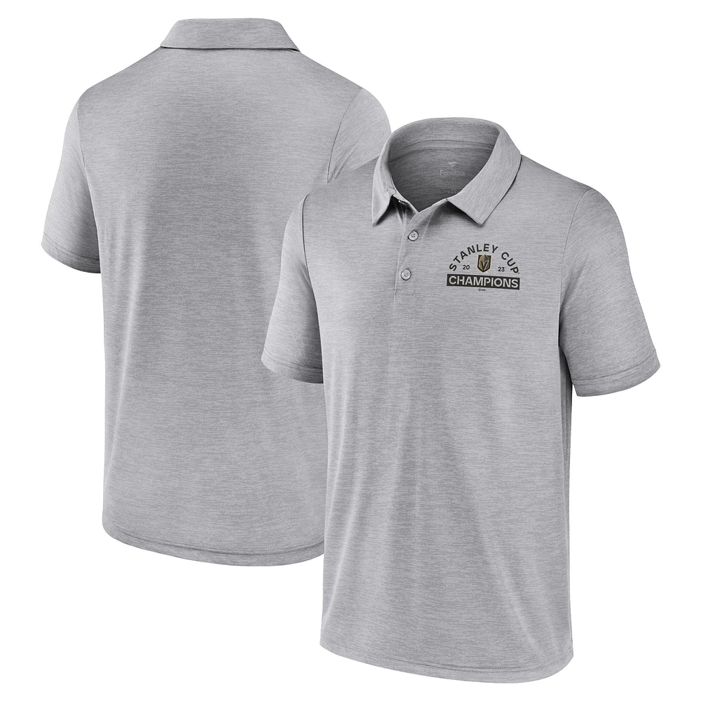 Men's Fanatics Heather Gray Vegas Golden Knights 2023 Stanley Cup Champions Polo