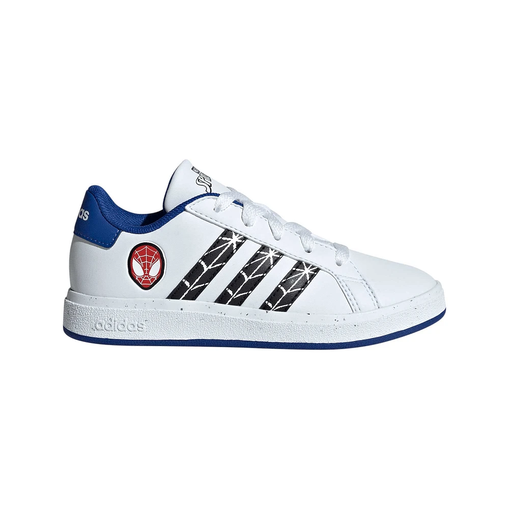 Youth adidas White/Blue Spider-Man Grand Court Shoes