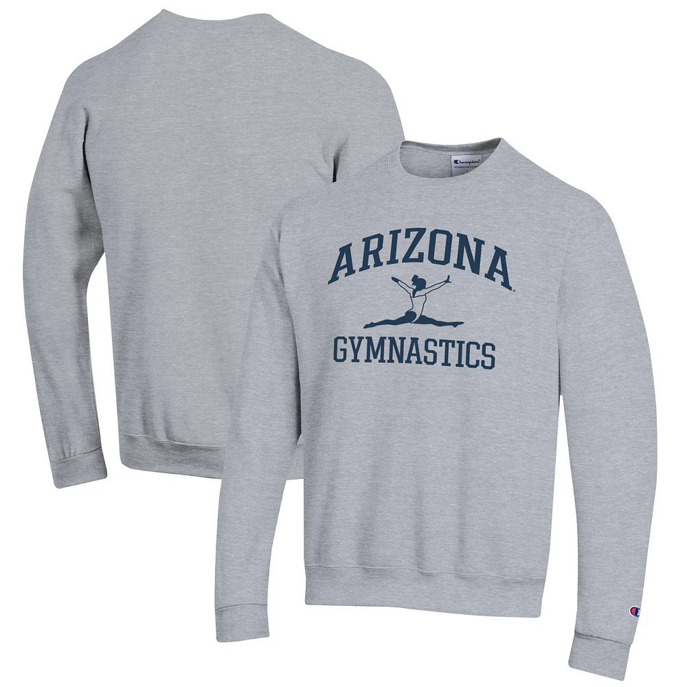 Men's Champion Gray Arizona Wildcats Gymnastics Icon Powerblend Pullover Sweatshirt