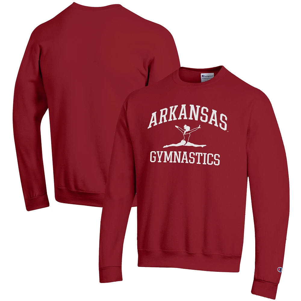 Men's Champion Cardinal Arkansas Razorbacks Gymnastics Icon Powerblend Pullover Sweatshirt
