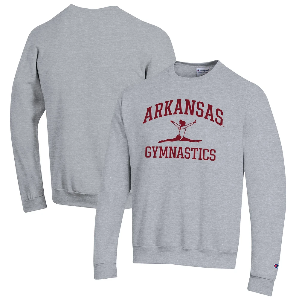 Men's Champion Gray Arkansas Razorbacks Gymnastics Icon Powerblend Pullover Sweatshirt