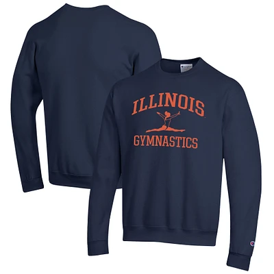 Men's Champion  Navy Illinois Fighting Illini Gymnastics Icon Powerblend Pullover Sweatshirt
