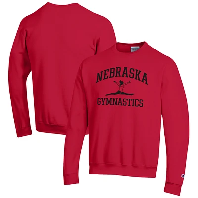 Men's Champion Scarlet Nebraska Huskers Gymnastics Icon Powerblend Pullover Sweatshirt