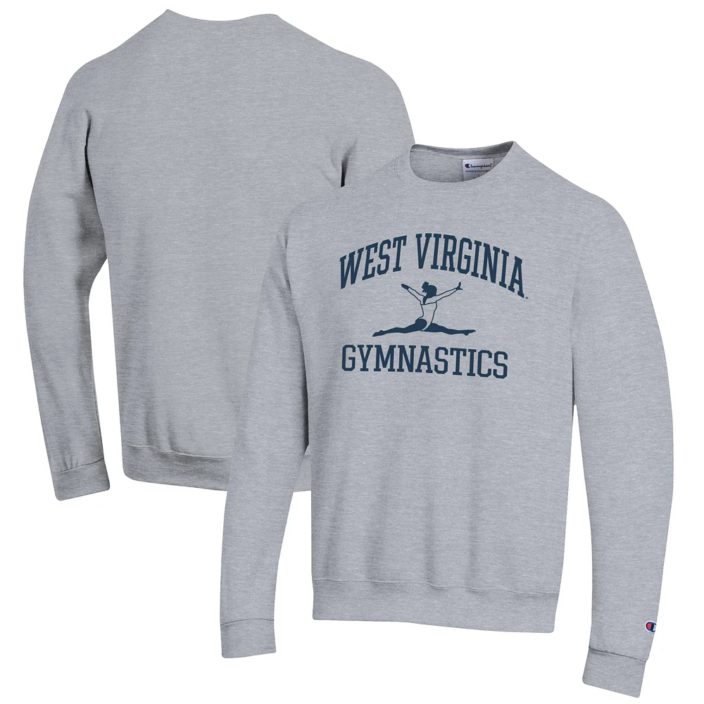 Men's Champion Gray West Virginia Mountaineers Gymnastics Icon Powerblend Pullover Sweatshirt
