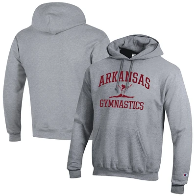 Men's Champion Gray Arkansas Razorbacks Gymnastics Icon Powerblend Pullover Hoodie