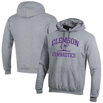 Men's Champion Gray Clemson Tigers Gymnastics Icon Powerblend Pullover Hoodie