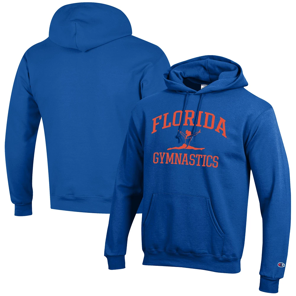 Men's Champion Royal Florida Gators Gymnastics Icon Powerblend Pullover Hoodie