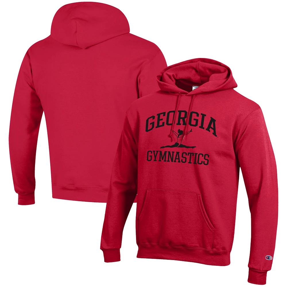 Men's Champion Red Georgia Bulldogs Gymnastics Icon Powerblend Pullover Hoodie