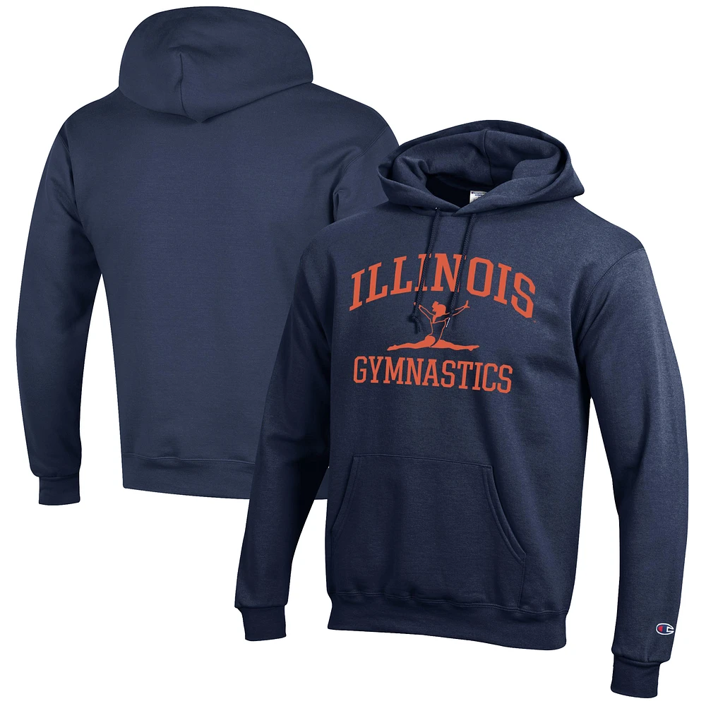 Men's Champion Navy Illinois Fighting Illini Gymnastics Icon Powerblend Pullover Hoodie