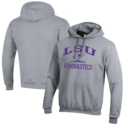 Men's Champion Gray LSU Tigers Gymnastics Icon Powerblend Pullover Hoodie
