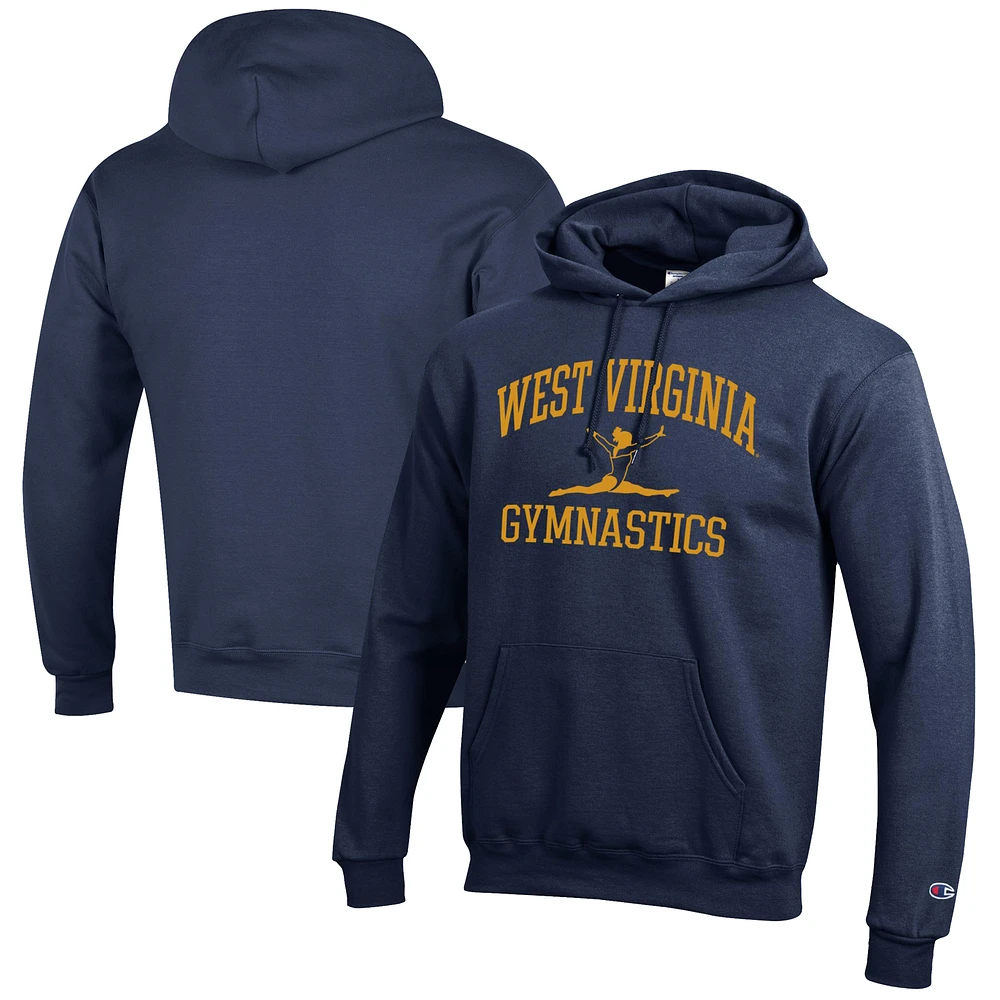 Men's Champion Navy West Virginia Mountaineers Gymnastics Icon Powerblend Pullover Hoodie