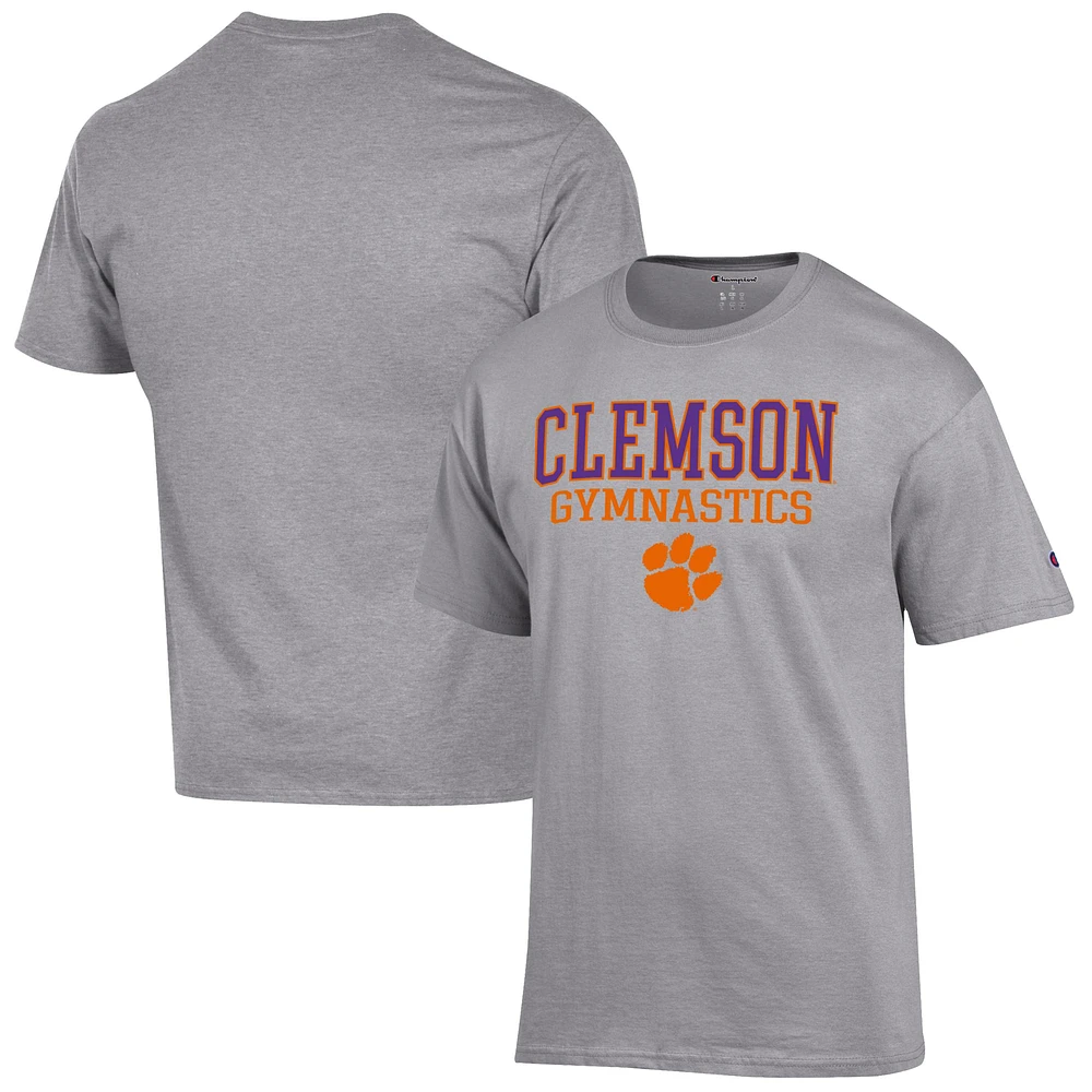 Men's Champion Gray Clemson Tigers Gymnastics Stack T-Shirt