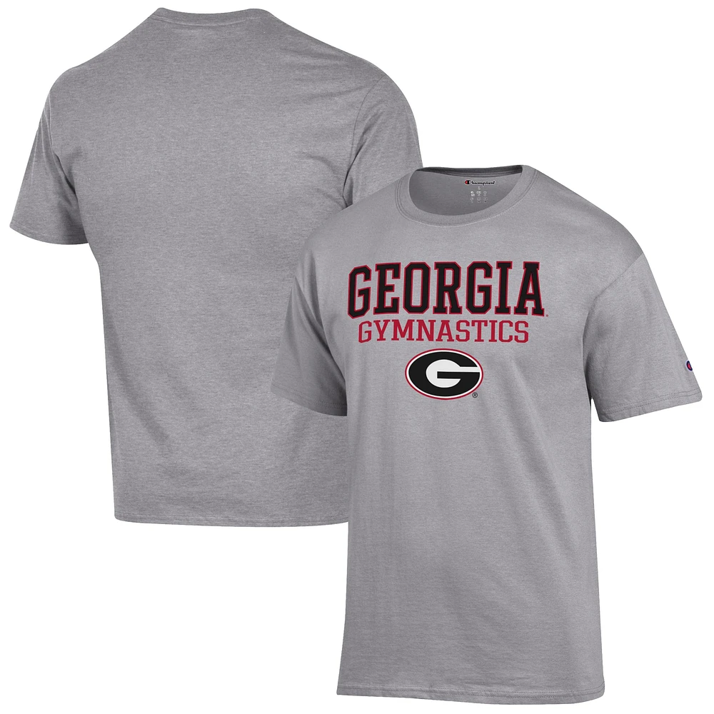 Men's Champion Gray Georgia Bulldogs Gymnastics Stack T-Shirt