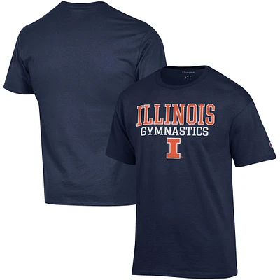 Men's Champion Navy Illinois Fighting Illini Gymnastics Stack T-Shirt