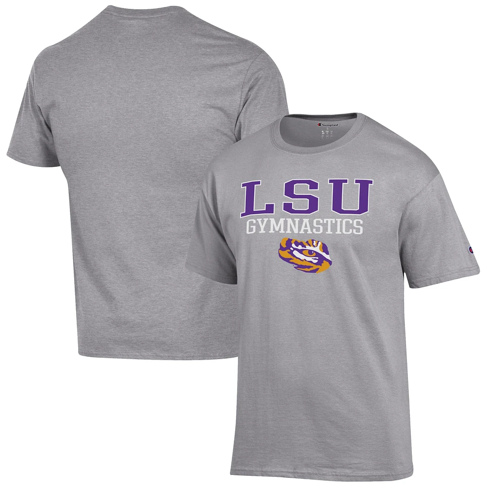 Men's Champion Gray LSU Tigers Gymnastics Stack T-Shirt