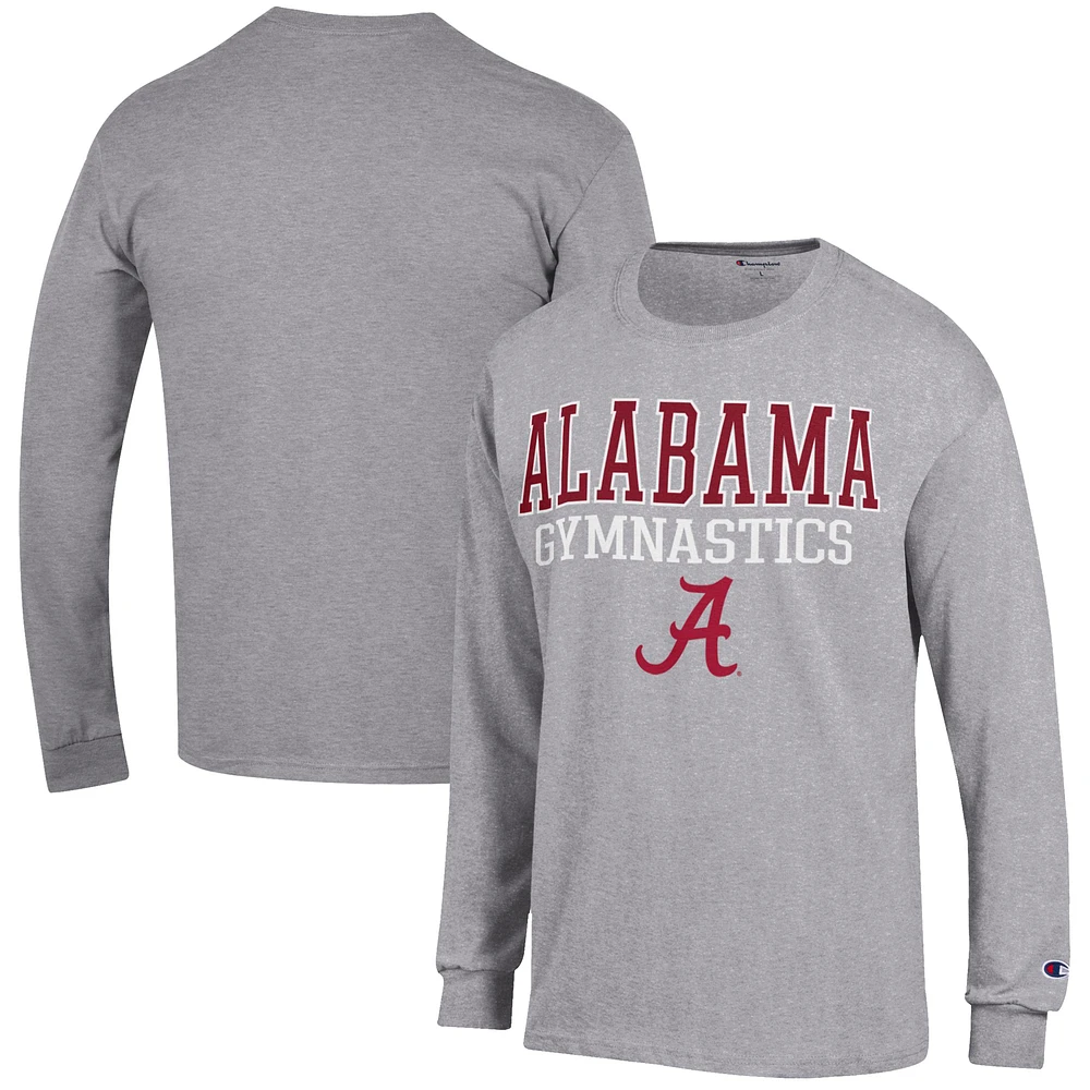 Men's Champion Gray Alabama Crimson Tide Gymnastics Stack Long Sleeve T-Shirt