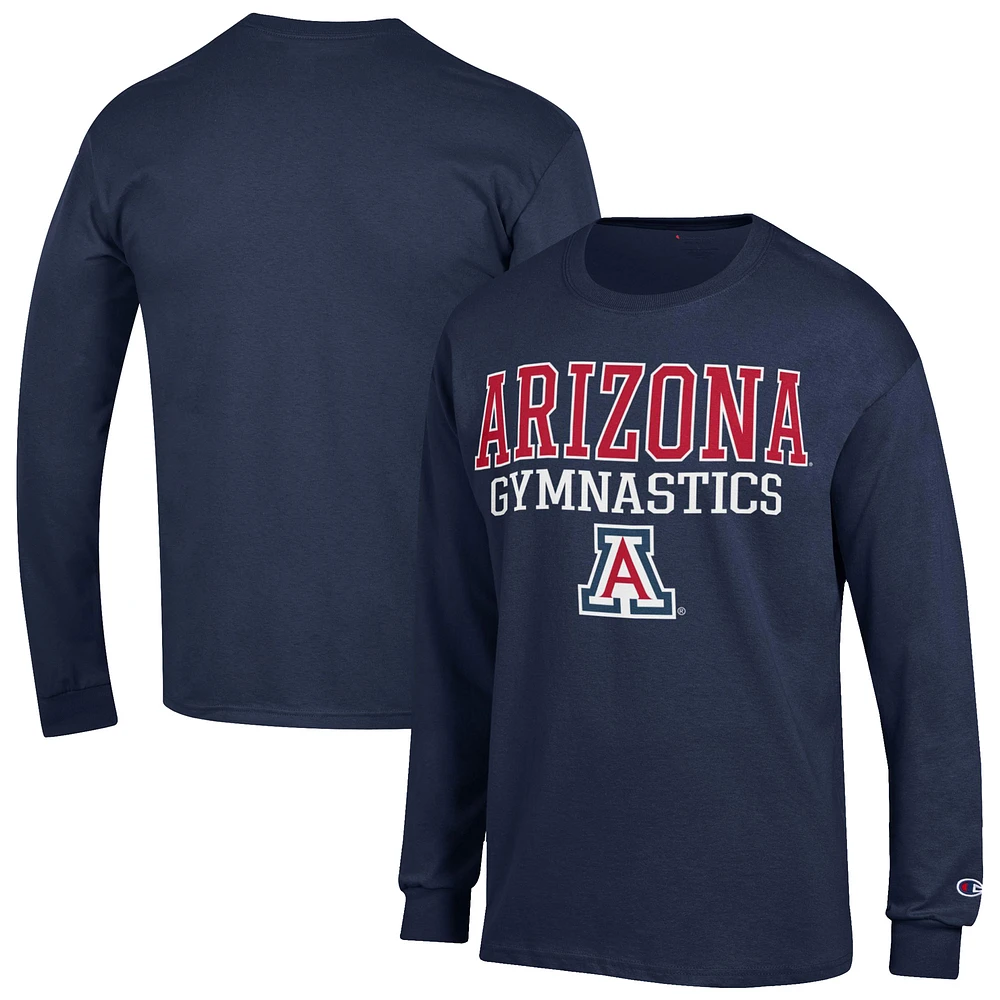 Men's Champion Navy Arizona Wildcats Gymnastics Stack Long Sleeve T-Shirt