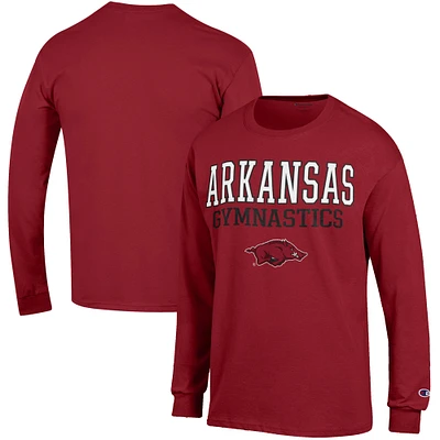 Men's Champion Cardinal Arkansas Razorbacks Gymnastics Stack Long Sleeve T-Shirt
