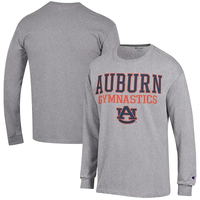 Men's Champion Gray Auburn Tigers Gymnastics Stack Long Sleeve T-Shirt