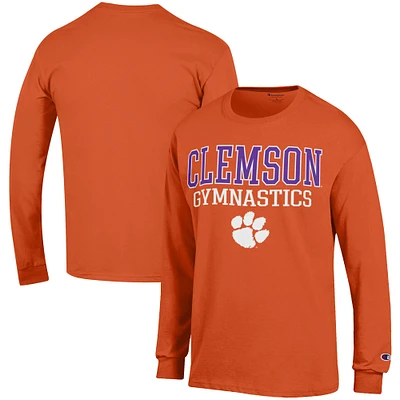 Men's Champion Orange Clemson Tigers Gymnastics Stack Long Sleeve T-Shirt