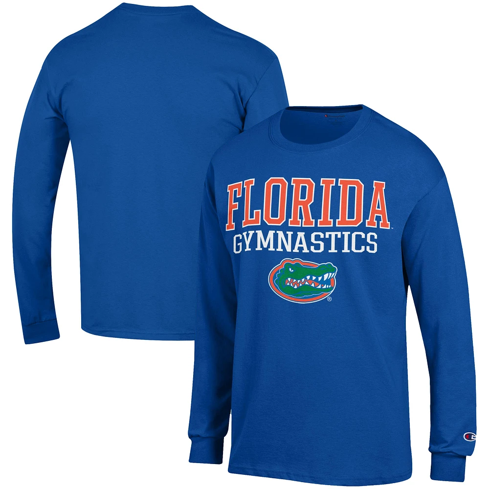 Men's Champion Royal Florida Gators Gymnastics Stack Long Sleeve T-Shirt