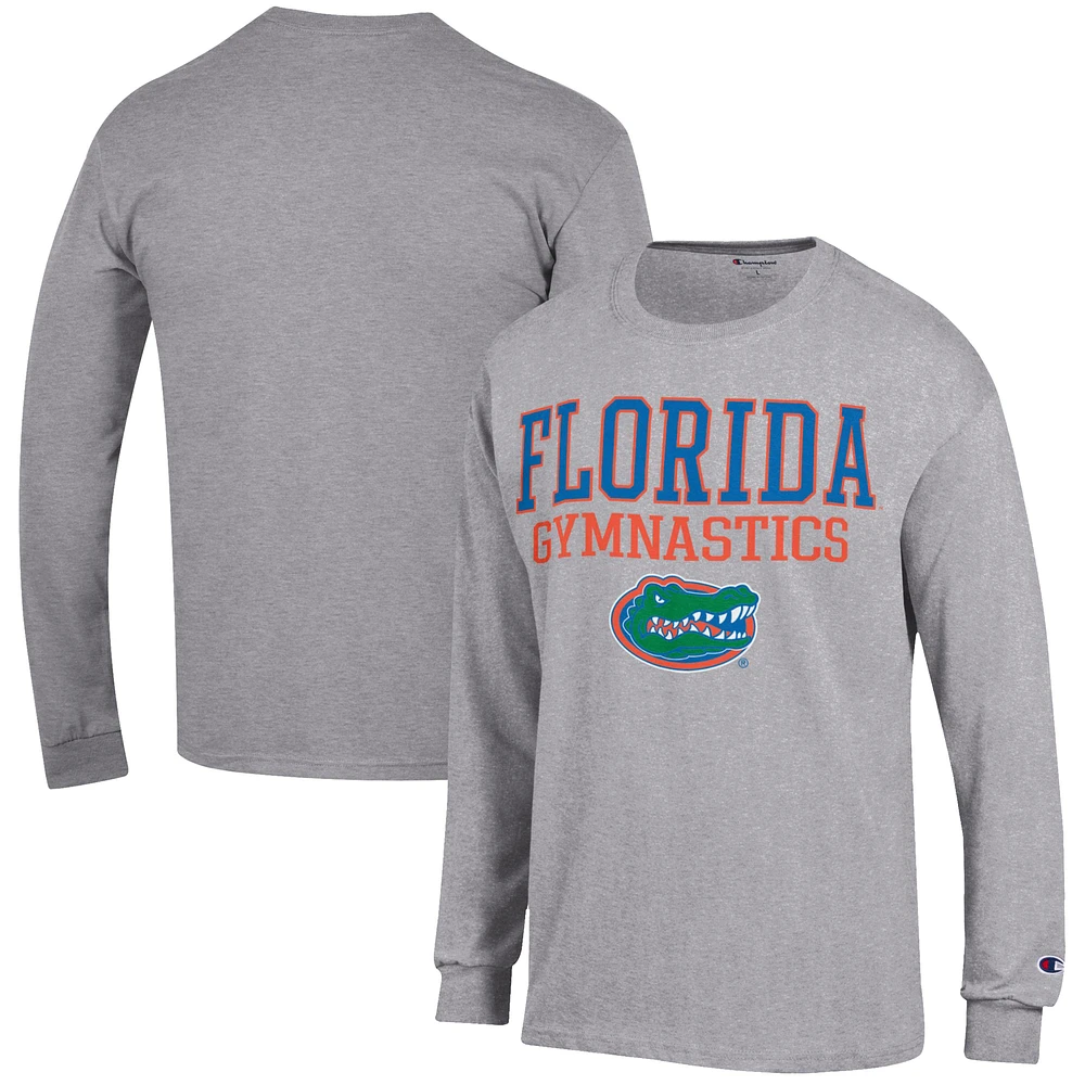 Men's Champion Gray Florida Gators Gymnastics Stack Long Sleeve T-Shirt