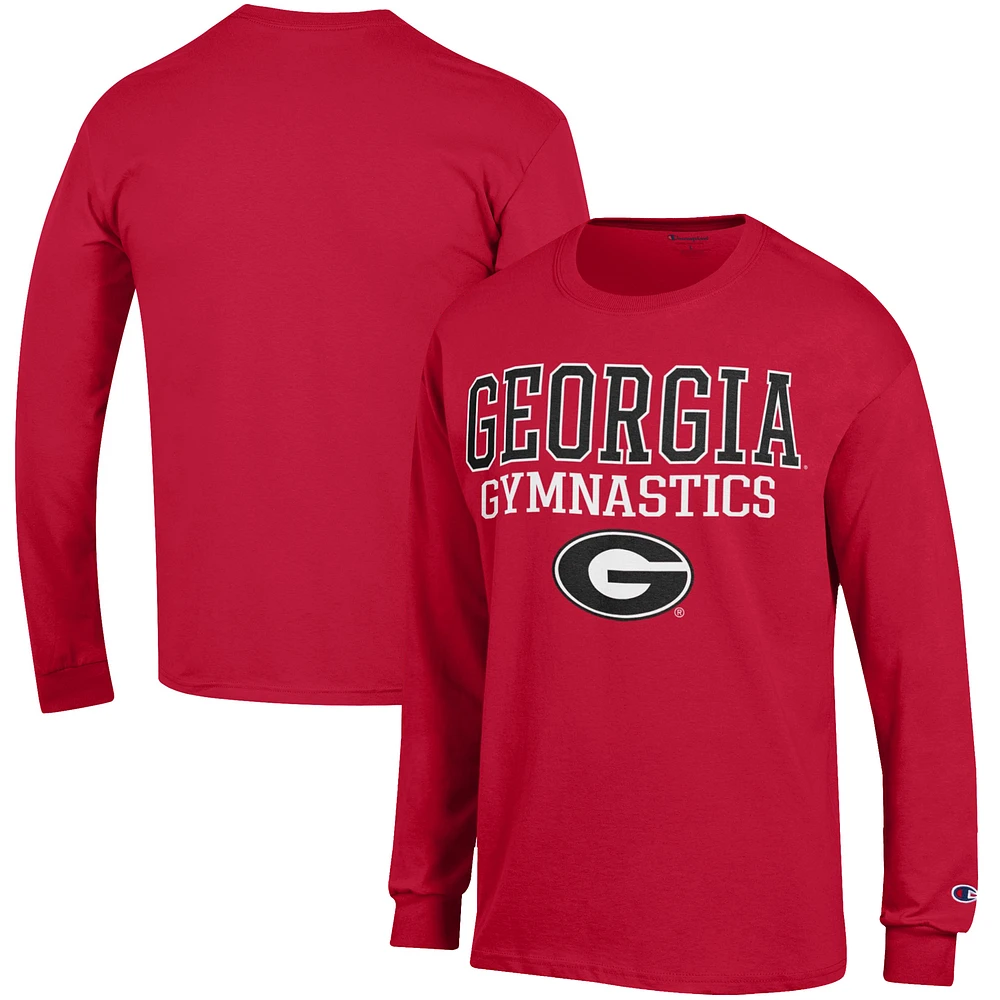 Men's Champion Red Georgia Bulldogs Gymnastics Stack Long Sleeve T-Shirt