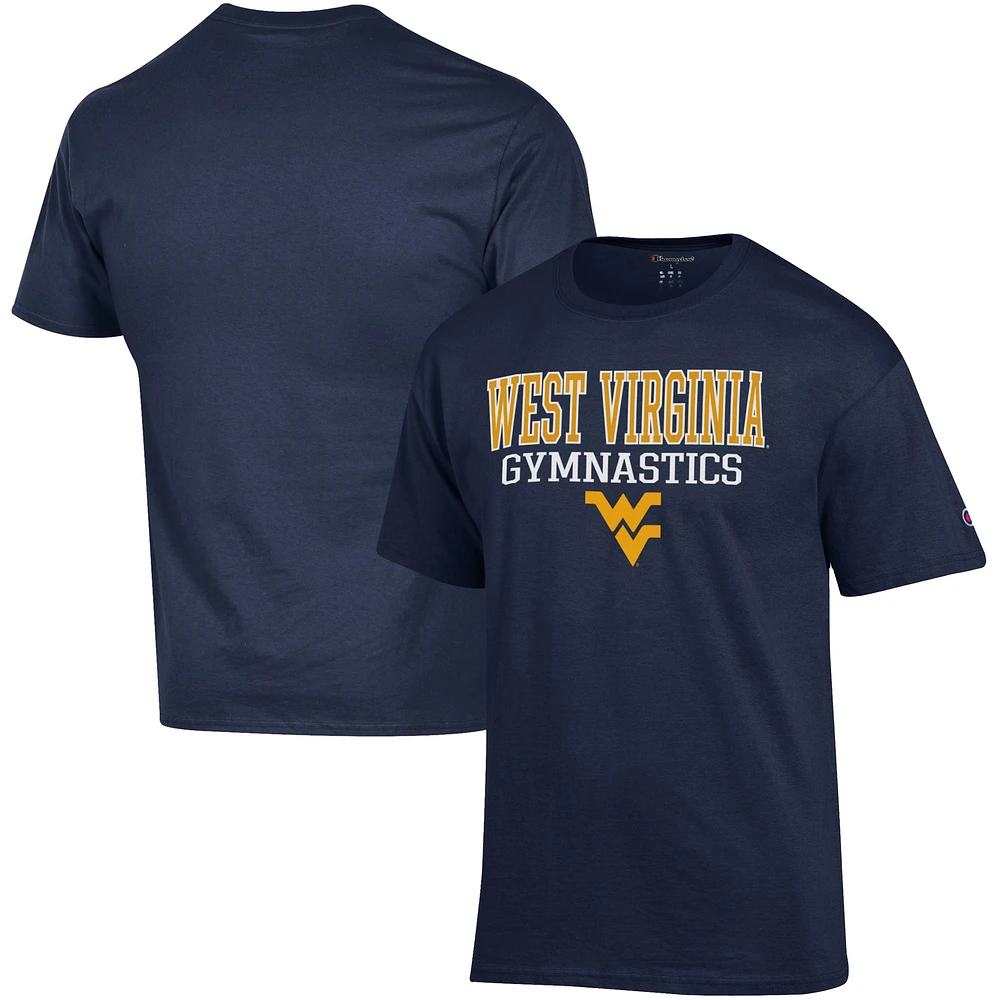 Men's Champion Navy West Virginia Mountaineers Gymnastics Stack T-Shirt