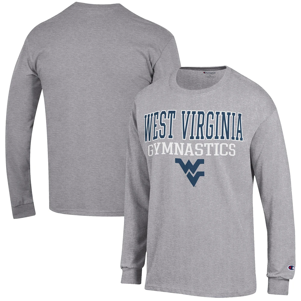 Men's Champion Gray West Virginia Mountaineers Gymnastics Stack Long Sleeve T-Shirt