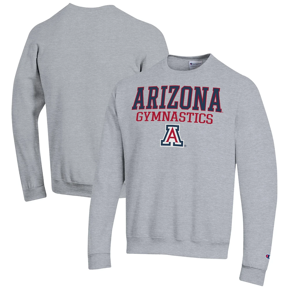 Men's Champion Gray Arizona Wildcats Gymnastics Stack Powerblend Pullover Sweatshirt