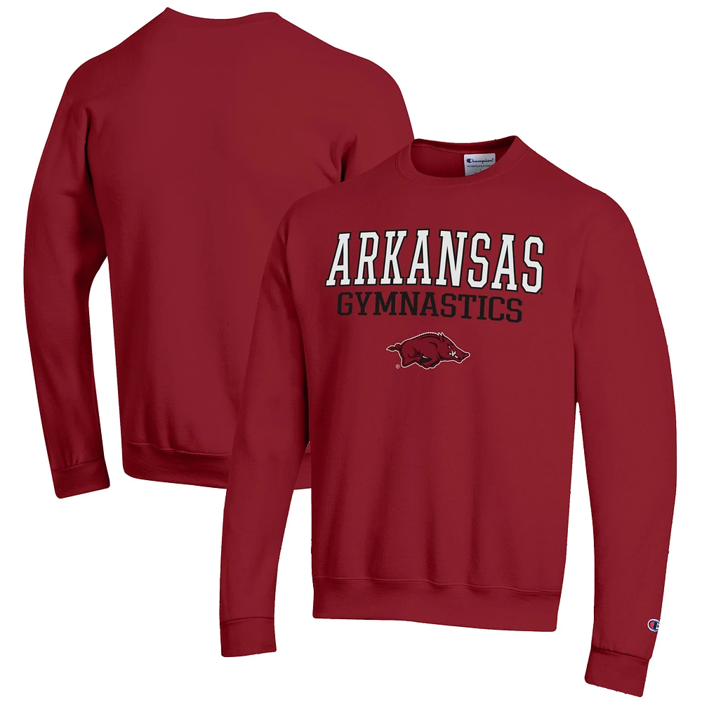 Men's Champion Cardinal Arkansas Razorbacks Gymnastics Stack Powerblend Pullover Sweatshirt