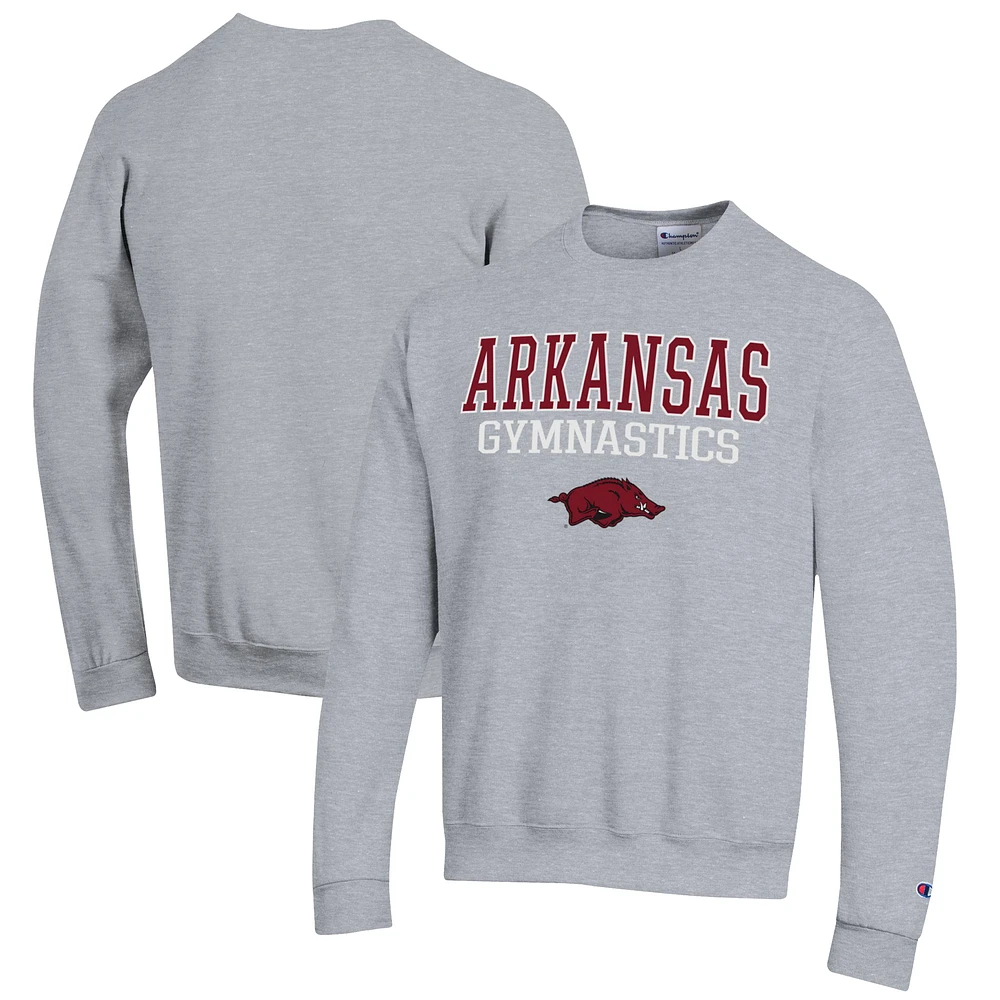 Men's Champion Gray Arkansas Razorbacks Gymnastics Stack Powerblend Pullover Sweatshirt