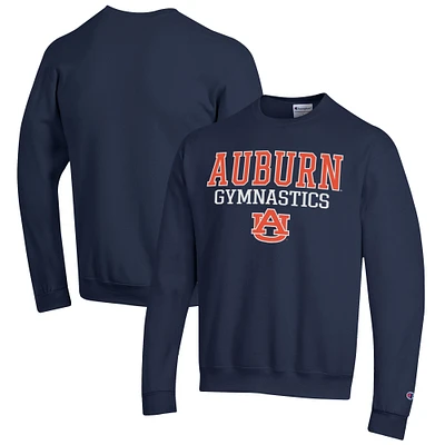 Men's Champion Navy Auburn Tigers Gymnastics Stack Powerblend Pullover Sweatshirt