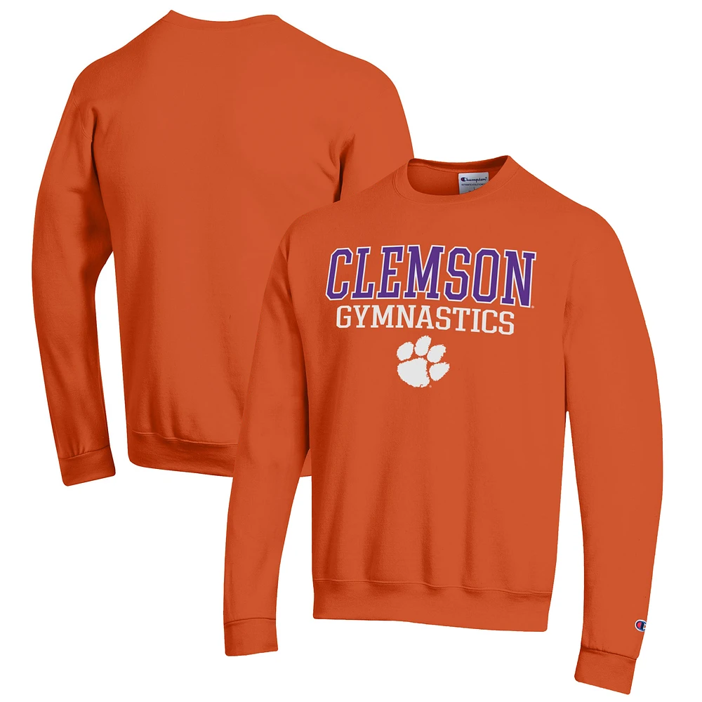 Men's Champion Orange Clemson Tigers Gymnastics Stack Powerblend Pullover Sweatshirt