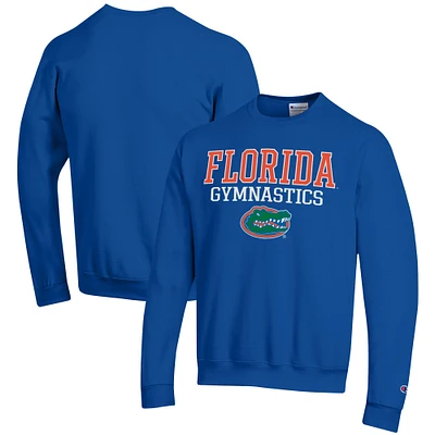 Men's Champion Royal Florida Gators Gymnastics Stack Powerblend Pullover Sweatshirt