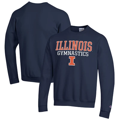 Men's Champion  Navy Illinois Fighting Illini Gymnastics Stack Powerblend Pullover Sweatshirt