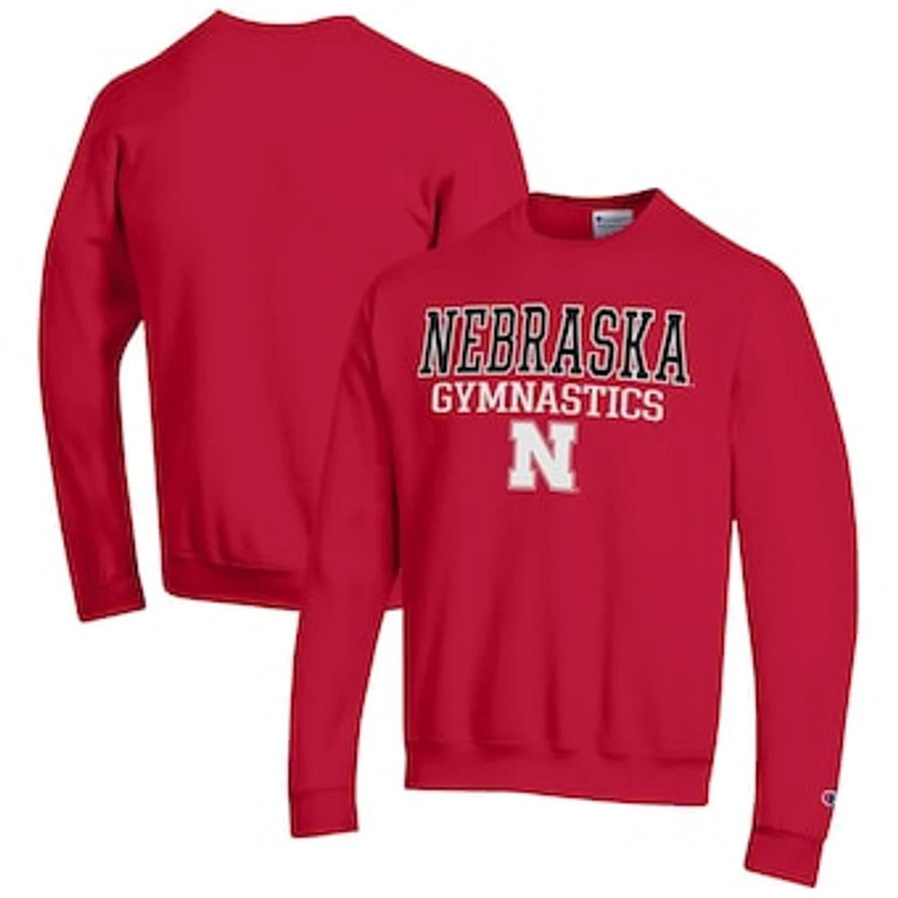 Men's Champion Scarlet Nebraska Huskers Gymnastics Stack Powerblend Pullover Sweatshirt