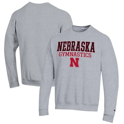 Men's Champion Gray Nebraska Huskers Gymnastics Stack Powerblend Pullover Sweatshirt
