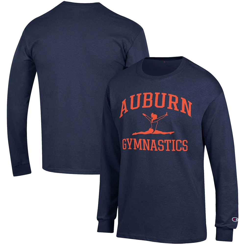 Men's Champion Navy Auburn Tigers Gymnastics Icon Long Sleeve T-Shirt