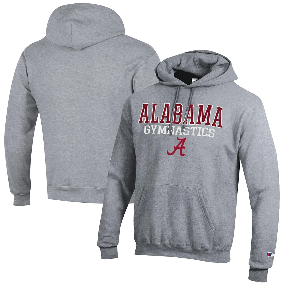 Men's Champion Gray Alabama Crimson Tide Gymnastics Stack Powerblend Pullover Hoodie