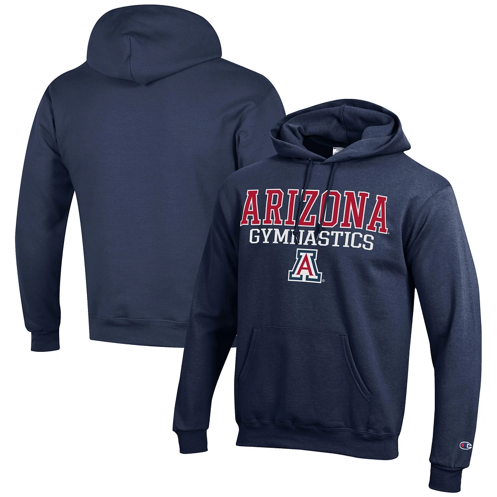 Men's Champion Navy Arizona Wildcats Gymnastics Stack Powerblend Pullover Hoodie
