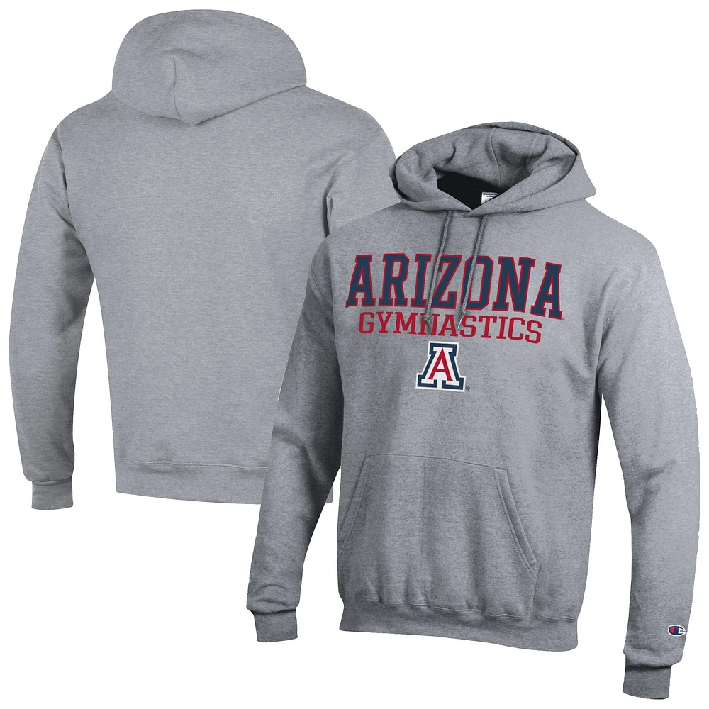Men's Champion Gray Arizona Wildcats Gymnastics Stack Powerblend Pullover Hoodie