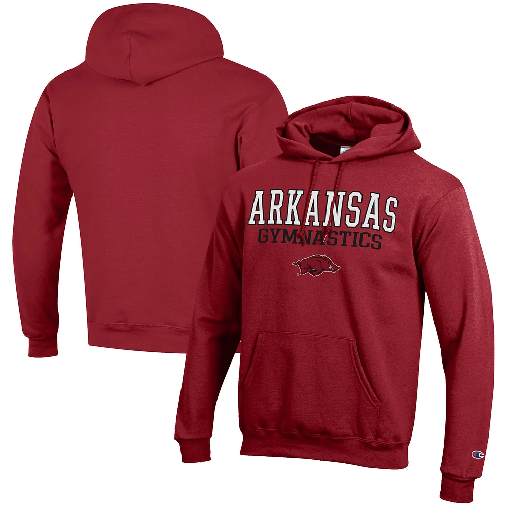 Men's Champion Cardinal Arkansas Razorbacks Gymnastics Stack Powerblend Pullover Hoodie