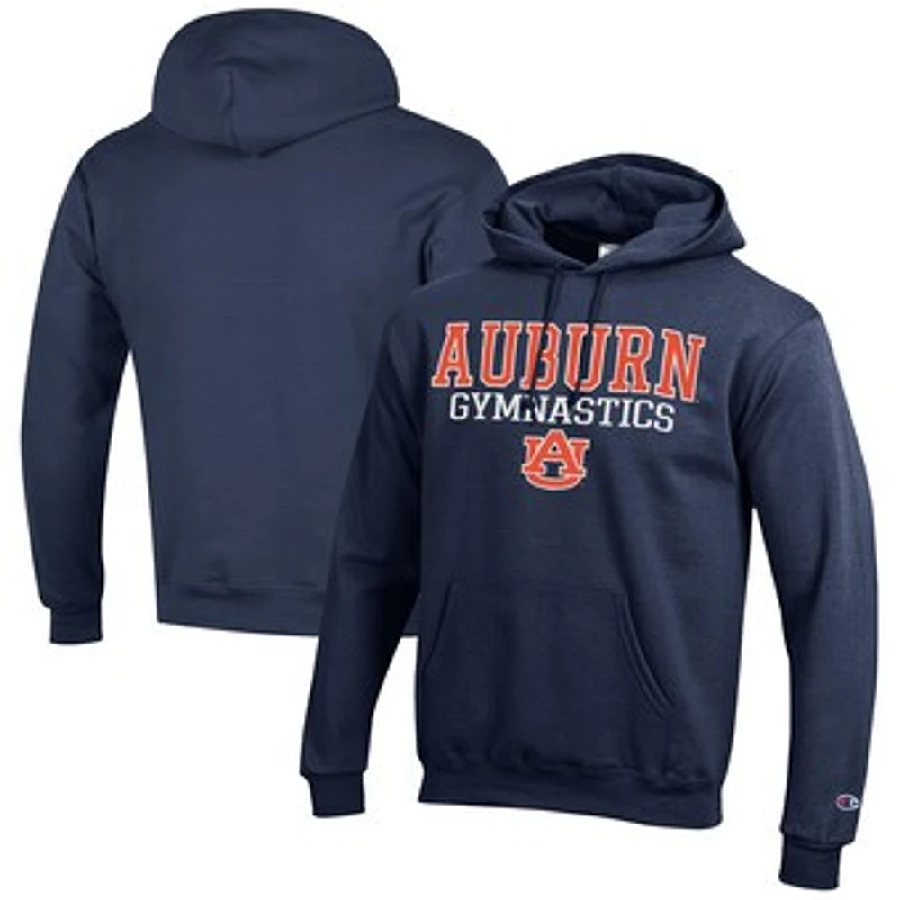 Men's Champion Navy Auburn Tigers Gymnastics Stack Powerblend Pullover Hoodie
