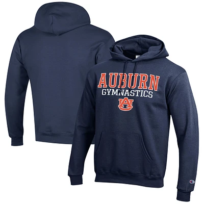 Men's Champion Navy Auburn Tigers Gymnastics Stack Powerblend Pullover Hoodie