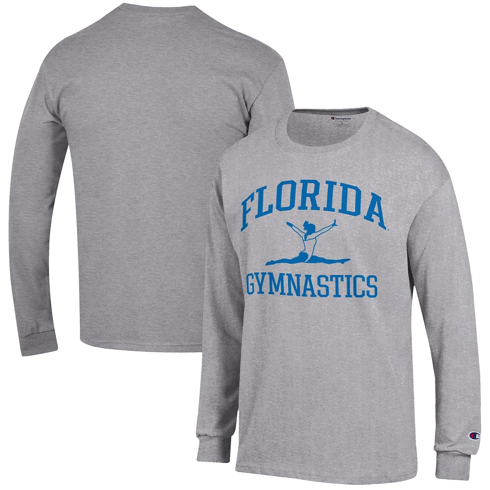 Men's Champion Gray Florida Gators Gymnastics Icon Long Sleeve T-Shirt