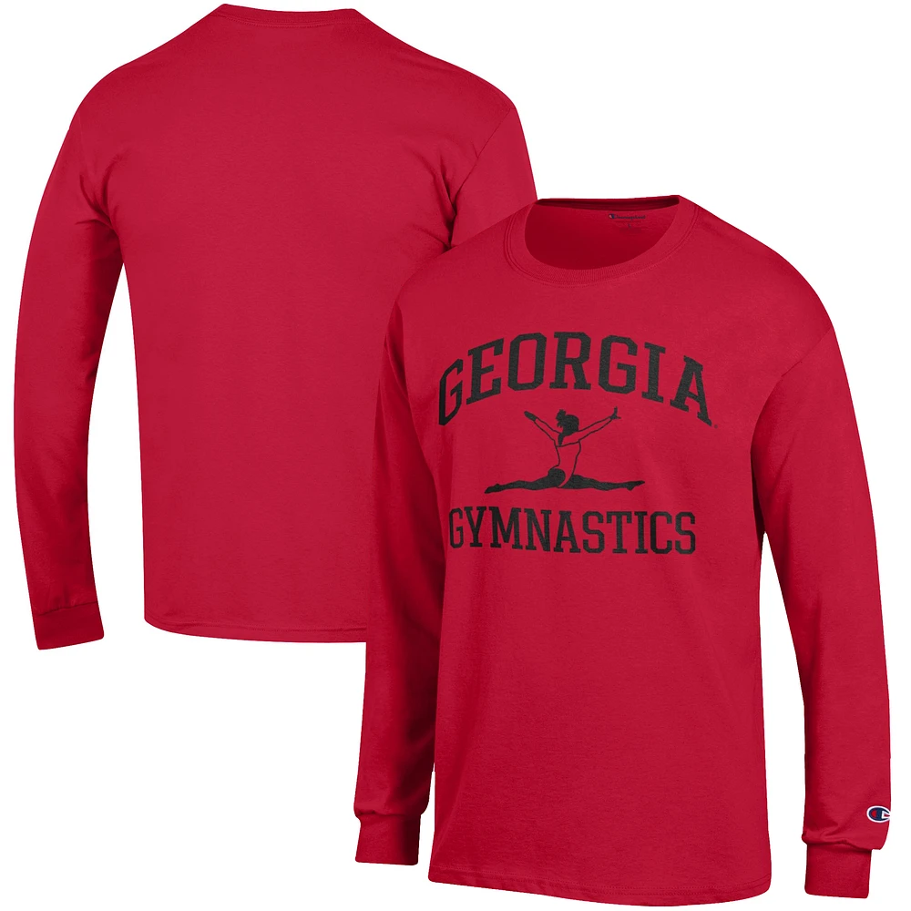 Men's Champion Red Georgia Bulldogs Gymnastics Icon Long Sleeve T-Shirt