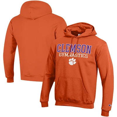Men's Champion Orange Clemson Tigers Gymnastics Stack Powerblend Pullover Hoodie