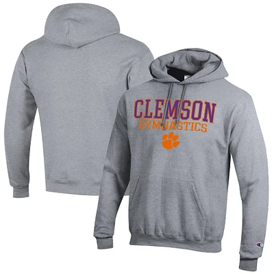 Men's Champion Gray Clemson Tigers Gymnastics Stack Powerblend Pullover Hoodie