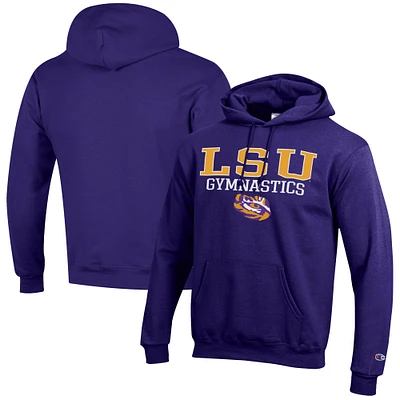 Men's Champion Purple LSU Tigers Gymnastics Stack Powerblend Pullover Hoodie